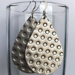 ✨ LAST PAIR! ✨ Silver Polkadot Leather Earrings